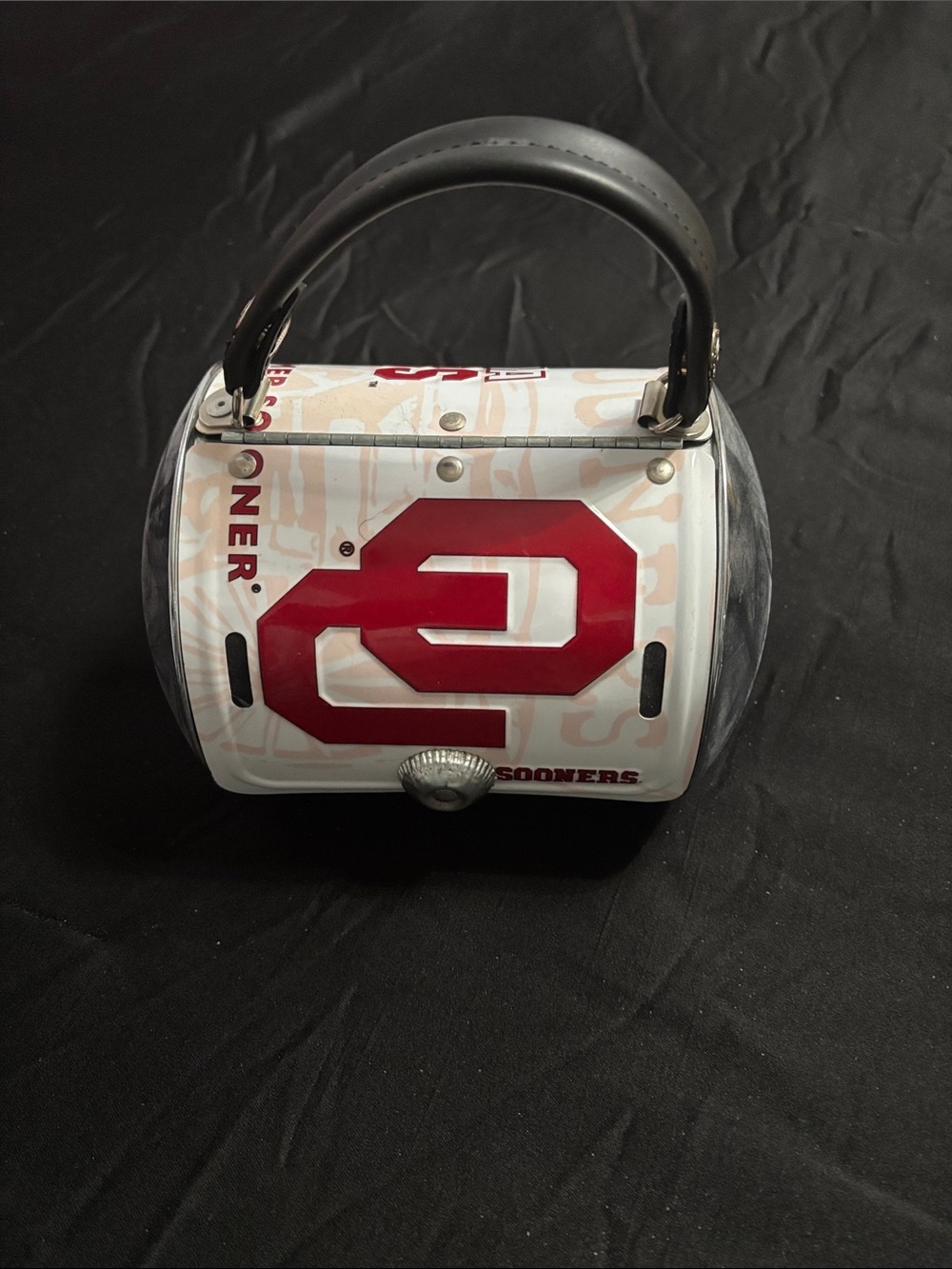 OU Sooners White & Crimson Mini Barrel Purse with Black Handle